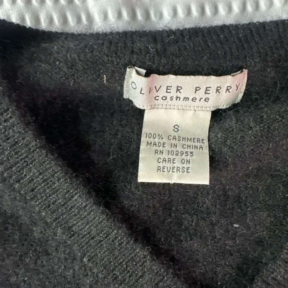 Oliver Perry Sweater Mens Small Black 100% Cashmere Crewneck Pullover Soft